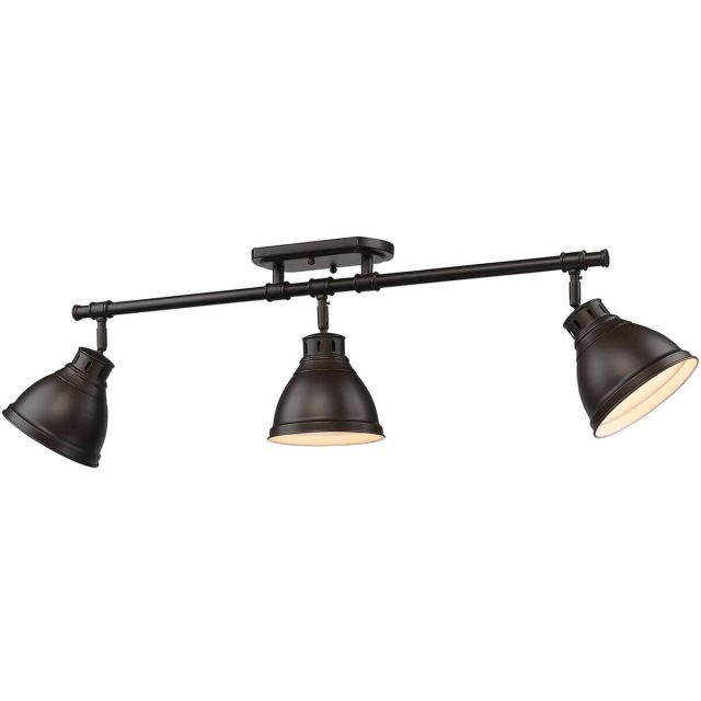 Golden Lighting Duncan 3 Light 35 Inch Semi-Flush Mount-Track Light In Rubbed Bronze with Rubbed Bronze Shades 3602-3SF RBZ-RBZ